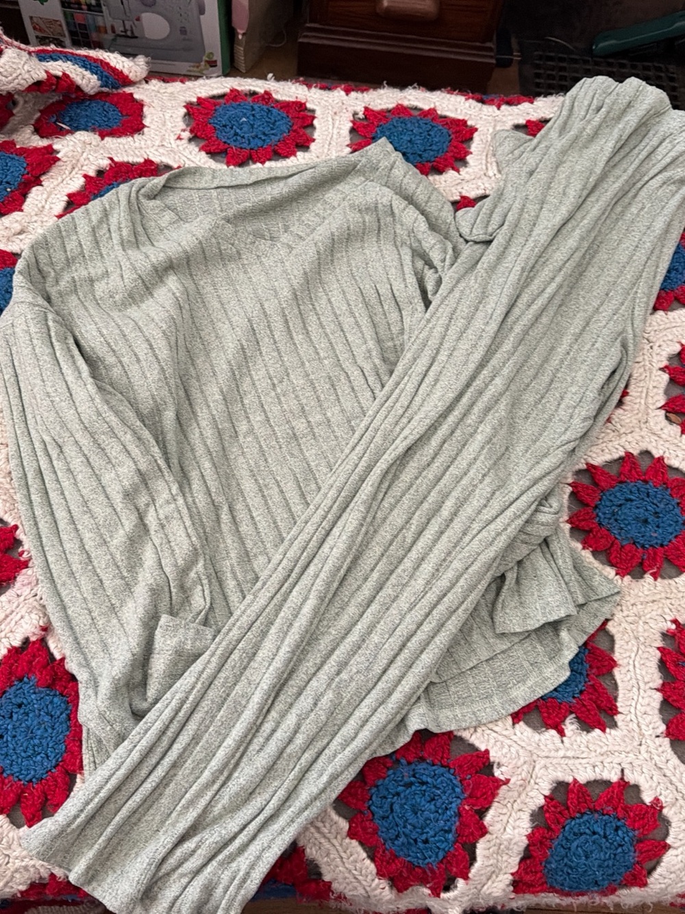 Light Sage Ribbed Knit lounge set